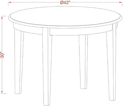 East West Furniture BOAD5-LWH-LC 5 Piece Dining Room Furniture Set Includes a Round Kitchen Table and 4 Faux Leather Upholstered Dining Chairs, 42x42 Inch, Linen White