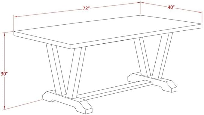 East West Furniture V097VE005-6 6 Piece Kitchen Table Set Contains a Rectangle Dining Table with V-Legs and 4 Grey Linen Fabric Upholstered Chairs with a Bench, 40x72 Inch, Multi-Color