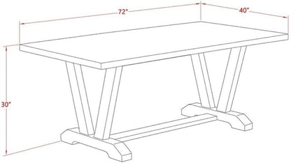 East West Furniture V097VE005-6 6 Piece Kitchen Table Set Contains a Rectangle Dining Table with V-Legs and 4 Grey Linen Fabric Upholstered Chairs with a Bench, 40x72 Inch, Multi-Color