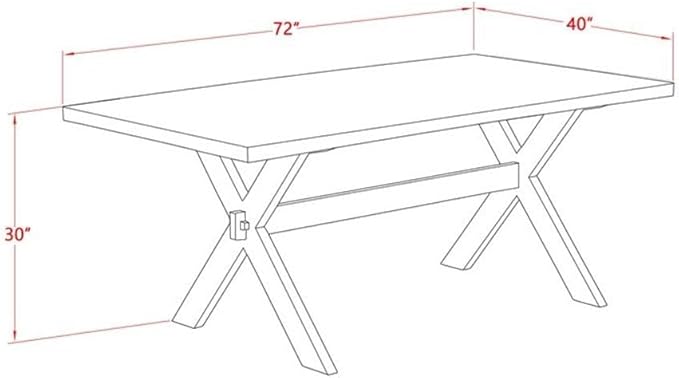 East West Furniture X677DR124-9 9 Piece Dining Room Table Set Includes a Rectangle Kitchen Table with X-Legs and 8 Black Color Linen Fabric Parson Dining Chairs, 40x72 Inch, Multi-Color