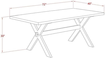 East West Furniture X797MZ716-5 5 Piece Kitchen Table Set for 4 Includes a Rectangle Dining Room Table with X-Legs and 4 Dark Khaki Linen Fabric Upholstered Chairs, 40x72 Inch, Multi-Color