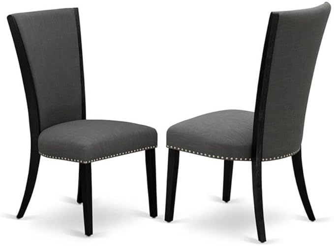 East West Furniture X696VE650-6 6 Piece Kitchen Table & Chairs Set Contains a Rectangle Dining Room Table and 4 Dark Gotham Linen Fabric Parson Chairs with a Bench, 36x60 Inch, Multi-Color