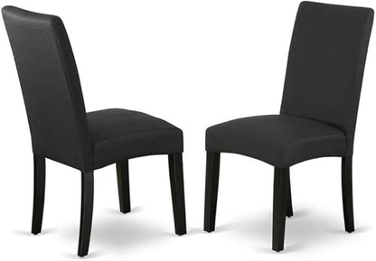 East West Furniture X697DR124-6 6 Piece Dining Set Contains a Rectangle Dining Room Table with X-Legs and 4 Black Color Linen Fabric Parson Chairs with a Bench, 40x72 Inch, Multi-Color