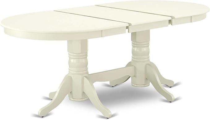 East West Furniture VAAS9-LWH-41 9 Piece Modern Dining Table Set Includes A Dining Table and 8 Platinum Gray Polyester Fabric Parson Dining Chairs with Stylish Back- Linen White Finish