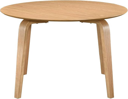 Acanva 47" Small Round Dining Table for 4 Person, MDF Top and Sturdy Wood Base Structure, Modern Design for Kitchen, Compact Space & Apartment, Light Oak