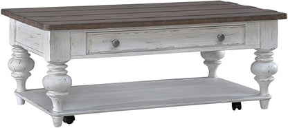 Liberty Furniture River Place Living Room Cocktail Table - Riverstone White & Tobacco
