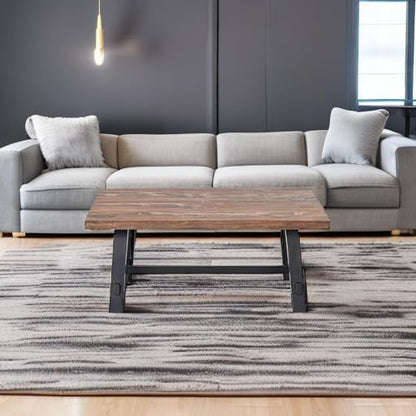 Alaterre Furniture Adam 42-Inch Solid Wood Rustic Coffee Table - Easy Assembly Industrial Style with Natural Finish Living Room Accent Furniture