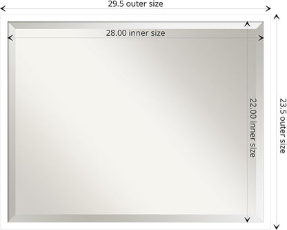 Amanti Art White Bathroom Mirror for Over Sink, 24x30 Svelte White Rectangle Vanity Mirror, Large Modern Contemporary Wood Frame, Hangs Horizonally and Vertically, Bathroom Wall Decor, Beveled Edge