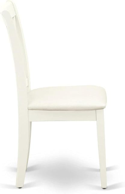 East West Furniture HBCL3-LWH-C 3 Piece Dining Table Set for Small Spaces Contains a Round Dining Room Table with Pedestal and 2 Linen Fabric Upholstered Chairs, 42x42 Inch, Linen White