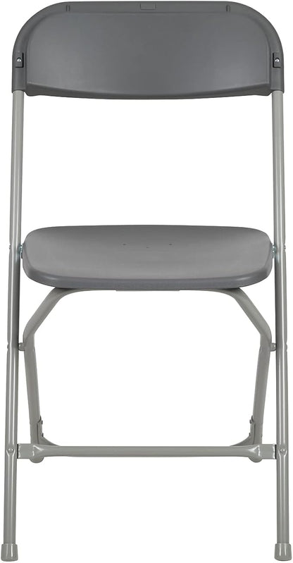 Flash Furniture Hercules Series Plastic Folding Chair - Grey - 2 Pack 650LB Weight Capacity Comfortable Event Chair-Lightweight Folding Chair