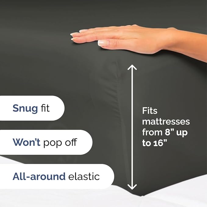 King Size 4 Piece Sheet Set - Comfy Breathable & Cooling Bed Sheets Set - Hotel Luxury Bedding for Women, Men, Kids, Teens, Boys & Girls - Deep Pockets, Ultra-Soft, Wrinkle Free - Oeko-Tex - Charcoal