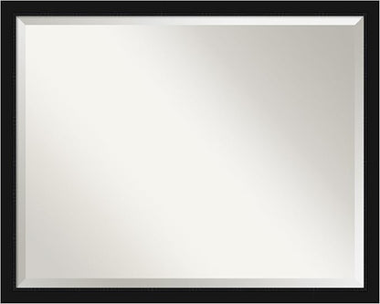 Amanti Art Black Bathroom Mirror for Over Sink, 24x30 Avon Black Narrow Rectangle Vanity Mirror, Large Casual Frame, Hangs Horizonally and Vertically, Bathroom Wall Decor, Beveled Edge