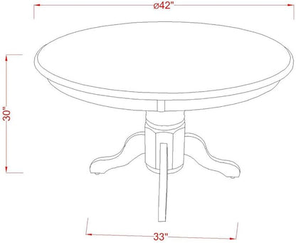 East West Furniture SHBO3-WHI-LC 3 Piece Dinette Set for Small Spaces Contains a Round Kitchen Table with Pedestal and 2 Faux Leather Upholstered Dining Chairs, 42x42 Inch, Linen White