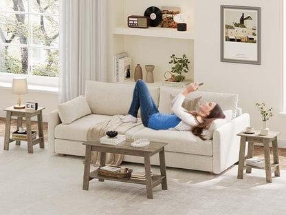 End Table, Side Table with 2-Tier Storage Shelf, Sofa Table for Small Space, Square Nightstand for Entryway, Farmhouse, Living Room, Easy Assembly, Grey