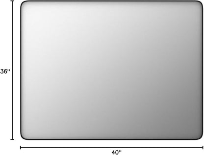 Black Bathroom Mirror 40X36 Inch, Black Metal Framed Mirror for Wall, Rounded Rectangle Matte Bathroom Vanity Mirror with Tempered Glass, Anti-Rust, Horizontal/Vertical