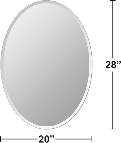Bathroom Mirror for Over Sink, Oval Frameless Mirror, Beveled Polished Wall Mirror for Bathroom, Bedroom, Vanity and Entryway 20" x 28"