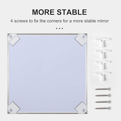 24x30 Inch Silver Bathroom Mirror - Copper-Free Mirror, Aluminum Alloy Frame Vanity Rectangle Wall Mounted Modern Mirror for Bedroom/Living Room/Porch Horizontal or Vertical