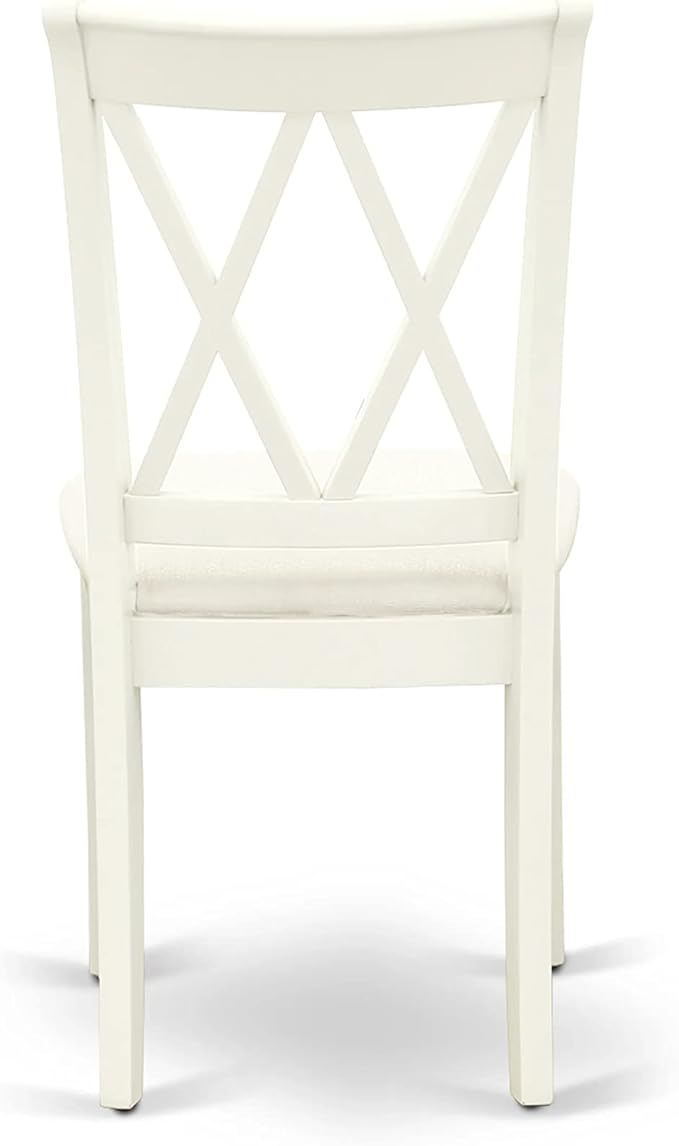 East West Furniture LGCL5-LWH-C 5 Piece Kitchen Table & Chairs Set Includes a Rectangle Dining Table with Butterfly Leaf and 4 Linen Fabric Dining Room Chairs, 42x84 Inch, Linen White