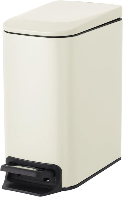 Cesun Small Bathroom Trash Can with Lid Soft Close, Step Pedal, 6 Liter / 1.6 Gallon Stainless Steel Garbage Can with Removable Inner Bucket, Anti-Fingerprint Finish (Creamy White)