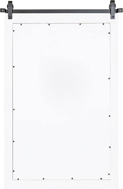 Kate and Laurel Cates Farmhouse Wood Framed Wall Mirror, 24 x 38, White, Barn Door-Inspired Rustic Mirrors for Wall