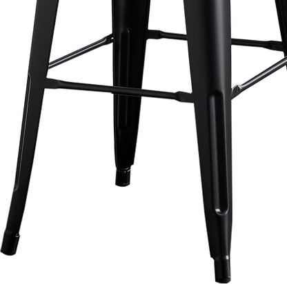AC Pacific 30” Metal Barstool Set of 4 – Country Rustic Style with Low Back, Lightweight & Sturdy Build, Easy Assembly – Matte Black