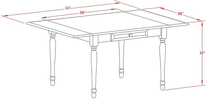 East West Furniture MZNO3-OAK-W 3 Piece Kitchen Table Set for Small Spaces Contains a Rectangle Dining Room Table with Dropleaf and 2 Solid Wood Seat Chairs, 36x54 Inch, Oak