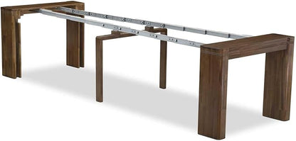 X07FO-BC8-18 - 10 Pieces Modern Dining Set contains an Extendable Rectangle Kitchen Table, 1 Coffee Table, 7 Dining Chairs and 1 Modern Bench, 39x120 Inch, Antique Walnut