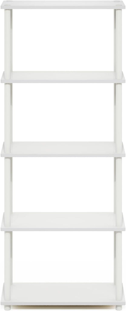 Furinno Turn-N-Tube 5-Tier Multipurpose Shelf Display Rack, White/White