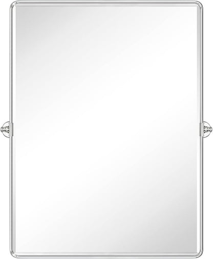 TEHOME 30x40'' Chrome Pivot Mirror Bathroom Tilt Vanity Mirror Large 40x30'' Polished Nickel Metal Framed Rectangle Tilting Beveled Vanity Mirrors for Wall, Vertical