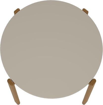 Manhattan Comfort Gales 46-Inch Mid Century Modern Round Dining Table for 2-4 Person, Minimalist Home Furniture with Solid Eucalyptus Wood Legs, Off White