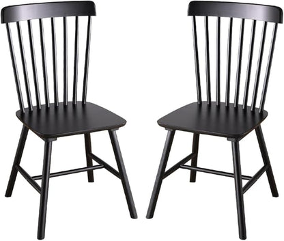 Wooden Windsor Dining Chairs Set of 2 Wood Dining Room Chair Black Spindle Side Kitchen Room Country Farmhouse Chairs
