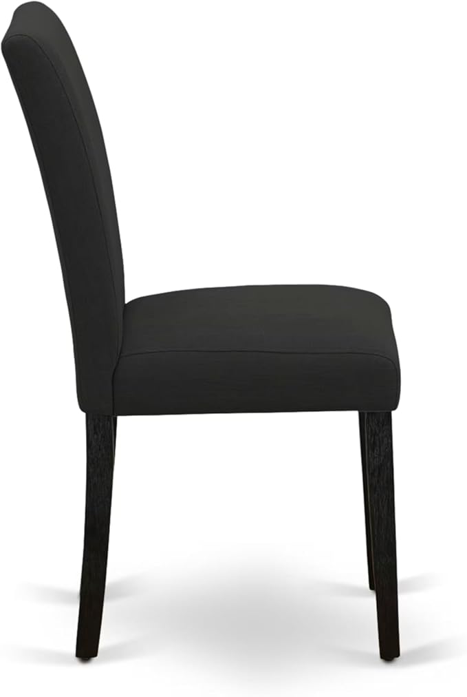 East West Furniture V627AB624-7 7 Piece Modern Dining Table Set Consist of a Rectangle Wooden Table with V-Legs and 6 Black Color Linen Fabric Parsons Dining Chairs, 40x72 Inch, Multi-Color