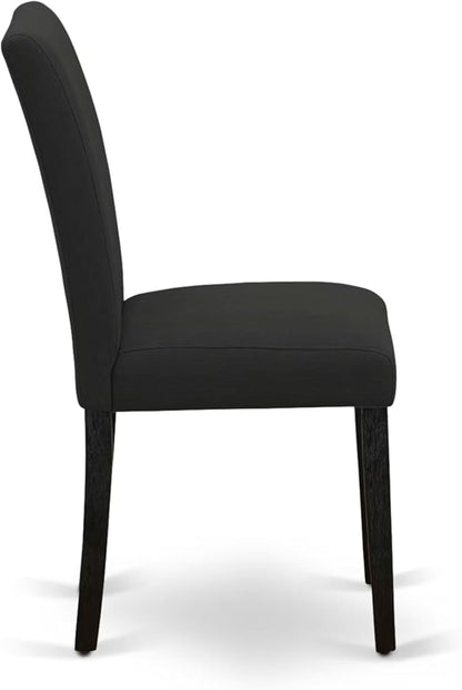 East West Furniture V627AB624-7 7 Piece Modern Dining Table Set Consist of a Rectangle Wooden Table with V-Legs and 6 Black Color Linen Fabric Parsons Dining Chairs, 40x72 Inch, Multi-Color