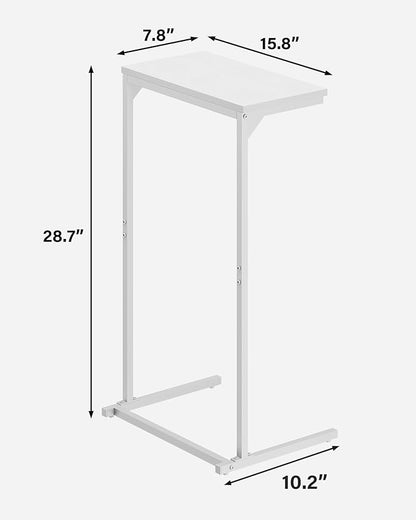 TUTOTAK C Shaped End Table, Small Side Table, 28.7 inch Tall Couch Table, Sofa Table, Living Room, Bed Room, White TB01BW071