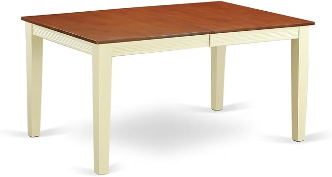 East West Furniture QUIN7-WHI-W 7 Piece Dining Set Consist of a Rectangle Dining Room Table with Butterfly Leaf and 6 Wood Seat Chairs, 40x78 Inch, Buttermilk & Cherry