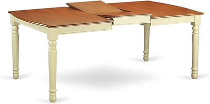 East West Furniture DOAN7-WHI-W 7 Piece Kitchen Table Set Consist of a Rectangle Dining Table with Butterfly Leaf and 6 Dining Room Chairs, 42x78 Inch, Buttermilk & Cherry