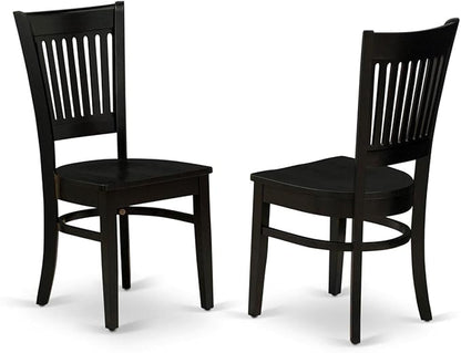 East West Furniture DLVA3-BLK-W 3 Piece Dinette Set for Small Spaces Contains a Round Dining Table with Dropleaf and 2 Dining Chairs, 42x42 Inch, Black