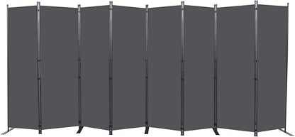 Room Divider, 8 Panel Folding Privacy Screens with Wider Support Feet, 6 Ft Portable Room Partition for Room Separator, 176" W X 71" H, Grey