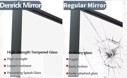 Brushed Metal Thick Frame Bathroom Mirror 18 x 30 Inch Metal Frame Black Mirror Rectangular Wall Mirror Matte Black Vanity Mirror Square Corner, Modern Rectangle Mirror(Horizontal/Vertical)