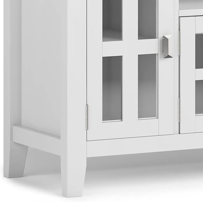 SIMPLIHOME Artisan SOLID WOOD 72 Inch Wide Contemporary TV Media Stand in White for TVs up to 80 Inches, For the Living Room and Entertainment Center