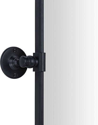 TEHOME Horizontal Pivot Mirror Black Tilt Mirror for Bathroom Beveled Metal Framed Pivoting Rectangle Bathroom Mirror, 35x23''