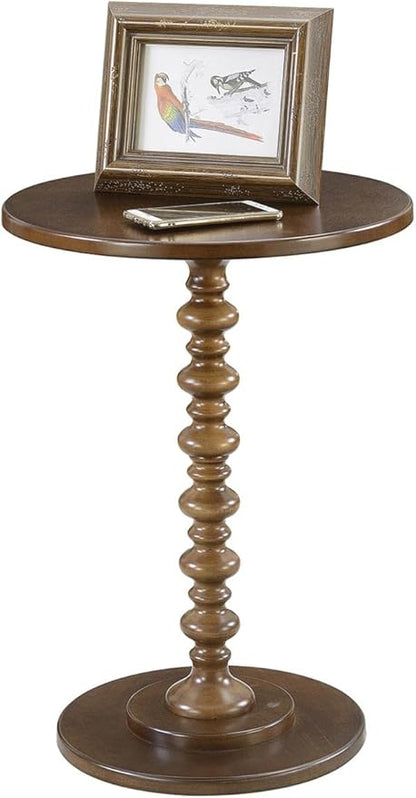 Convenience Concepts Palm Beach Spindle 17.75" Traditional Round End Living Room, Turned Solid Wood Side, Classic Display Pedestal Table, Espresso