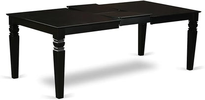 East West Furniture LGAS7-BLK-12 7 Piece Dinner Table Set Contain A Dining Table and 6 Dark Gray Polyester Fabric Person Chairs with Stylish Back- Black Finish