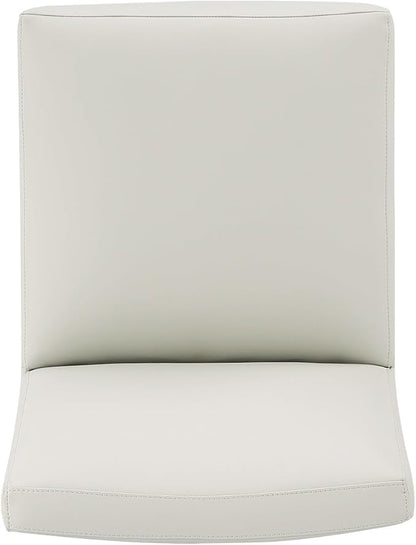 Manhattan Comfort Anna Square Modern Dining Chair with Head to Toe Faux Leather Upholstery and Plastic Foot Padding, Luxury Accent Furniture, Set of 2, Stone Grey