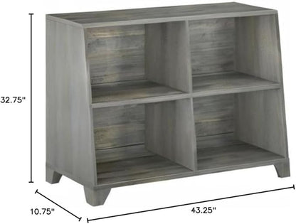 Max & Lily Modern Farmhouse 4-Shelf Bookcase, Solid Wood Bookshelves for Kids Bedroom, Driftwood