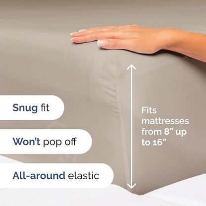 King Size 4 Piece Sheet Set - Comfy Breathable & Cooling Bed Sheets Set - Hotel Luxury Bedding for Women, Men, Kids, Teens, Boys & Girls - Deep Pockets, Ultra-Soft and Wrinkle Free - Oeko-Tex - Wheat