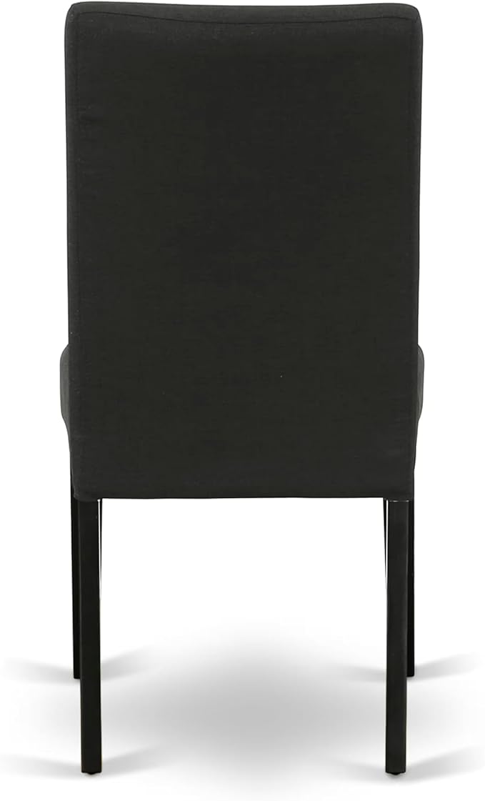 East West Furniture V627DR124-6 6 Piece Dinette Set Contains a Rectangle Dining Table with V-Legs and 4 Black Color Linen Fabric Parson Chairs with a Bench, 40x72 Inch, Multi-Color