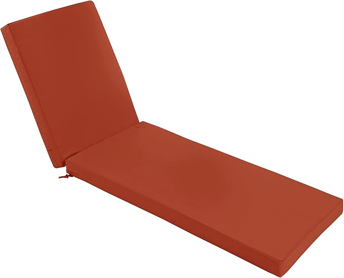 Chaise Lounge Cushions Outdoor - Waterproof and Fade Resistant Sun Lounger Replacement Cushions - Patio Lounger Pads with Removable Cover for Pool, Deck, Lawn, 80 x 26 x 3 Inch, Rust