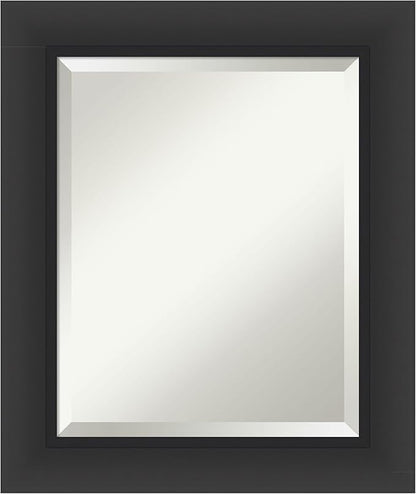 Amanti Art Black Bathroom Mirror for Over Sink, 26x22 Sloped Black Rectangle Vanity Mirror, Small Modern Contemporary Frame, Hangs Horizonally and Vertically, Bathroom Wall Decor, Beveled Edge