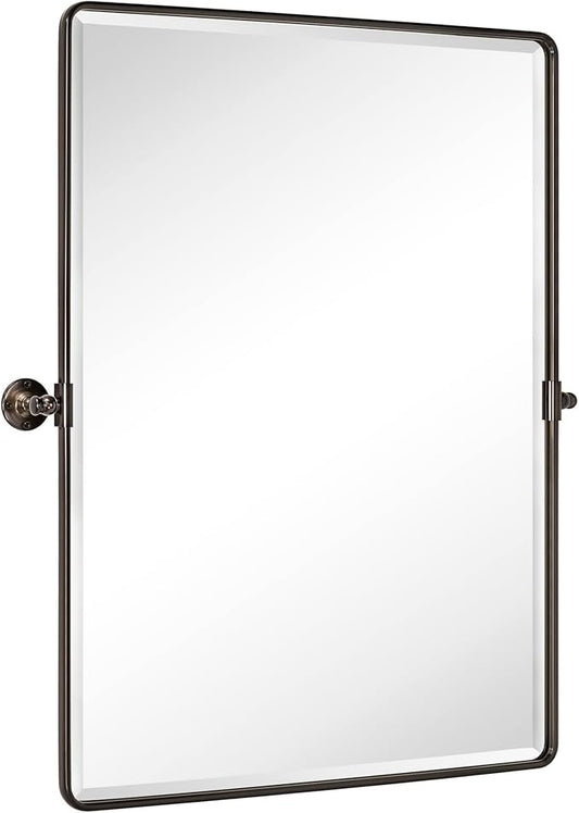 TEHOME 30 x 40'' Oil Rubbed Bronze Pivot Bathroom Mirror Tilt Vanity Mirror Large 40x30'' Dark Bronze Metal Framed Rectangle Pivoting Beveled Vanity Mirrors for Wall, Vertical